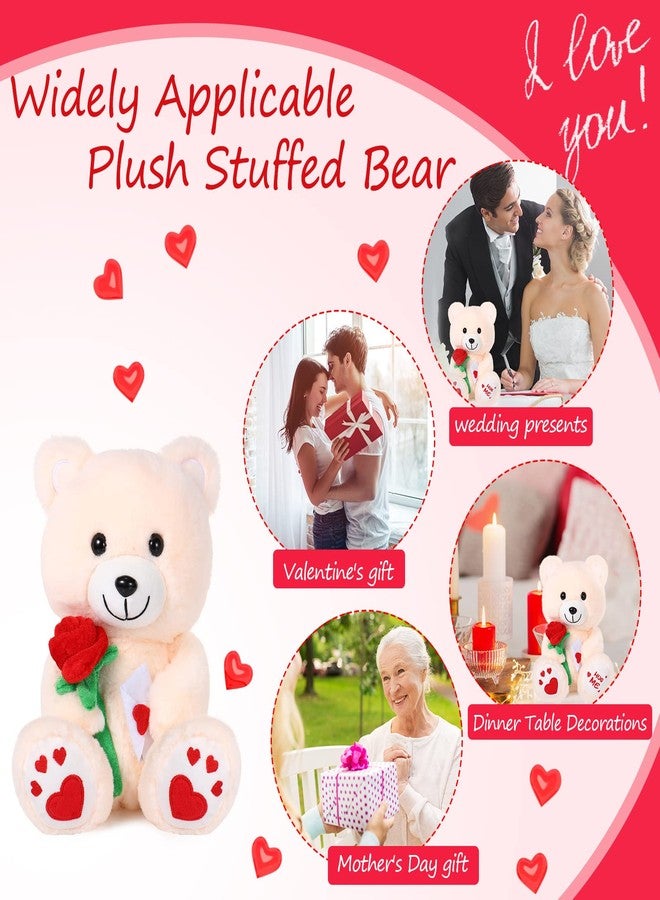 Chalyna 10 Inches Valentines Bear Stuffed Animal Gift Bear Toy with Rose Plush Stuffed Animal with Heart Rose Ositos Cariñositos Peluches for Girlfriend, for Valentines Birthday Festival Occasions - Image 4